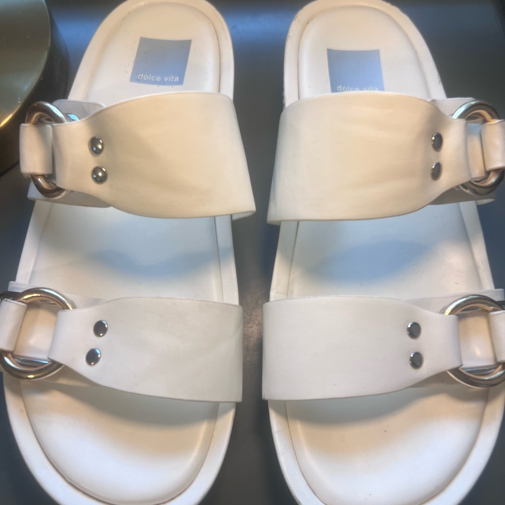 Dolce Vita White Slide Sandals
